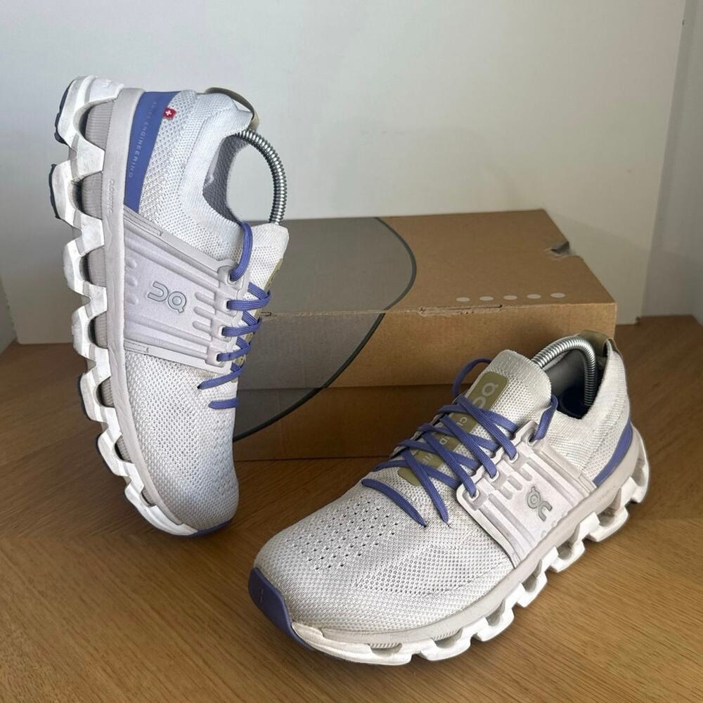 On Cloud Cloudswift 3 Grey/Blueberry/White Women Running Sneakers- SZ 7.5